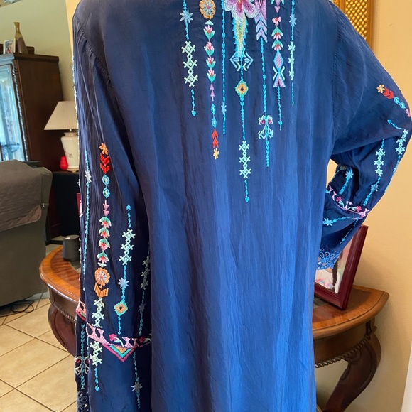 Johnny Was Embroidered Lulu Hummingbirds Tunic/ Mini Dress size XLP scoop neck - Picture 11 of 16